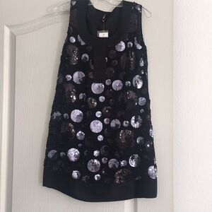 NWT Black and Silver Polka Dot Sequin Dress